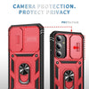 For Samsung Galaxy S25+ 5G Sliding Camshield TPU Hybrid PC Phone Case with Holder(Red+Black)