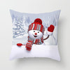 Christmas  Peach Skin Sofa Pillowcase Cartoon Living Room Bedroom Pillowcase Without Pillow Core(Snowman 1)