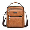 WEIXIER Retro Men Small Satchel Bag PU Shoulder Bag Commuter Messenger Bag(Light Brown)
