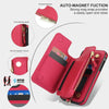 For iPhone XR Double Flap Zipper RFID Leather Phone Case with Short Lanyard(Red)