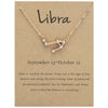 12 Zodiac Signs With Diamonds Necklace Card Rhinestones Collarbone Chain Pendant, Style: Libra Golden