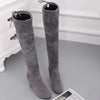 Ladies Over-the-knee Boots Frosted Leather Thick High Heel Boots, Size: 34(Gray)