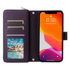 For iPhone 12 / 12 Pro Nine-card Slots Zipper Wallet Bag Leather Phone Case(Dark Purple)