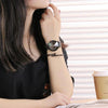 2 PCS Watch Casual Simple Quartz Clock for Women Leather Strap Wrist Watch(black black)