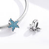 Blue Full Diamond Starfish Beaded Sterling Silver S925 Loose Beads DIY Bracelet Silver Beads