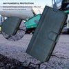 For Samsung Galaxy Note20 Ultra Line Splicing Buckle Retro Leather Phone Case(Dark Blue)