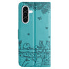 For Samsung Galaxy A36 / A56 5G Cat Embossing Pattern Leather Phone Case with Lanyard(Blue)