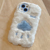 For iPhone 14 Embroidered Plush TPU Phone Case(Beige Cloud)