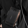 WEPOWER Men Chest Bag Anti-Theft Password Lock Locomotive Bag Messenger Bag(Black Brown)