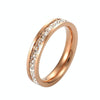 Girls Simple Titanium Steel Diamond Ring, Size: US Size 7(Single Row Rose Gold)