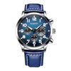 Ochstin 6042C Fashion Leather Waterproof Luminous Quartz Men Watch(Gradient Silver Blue)