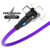 ENKAY 180 Degrees Rotating USB to 8 Pin Charging Data Cable with LED Light, Length:2m(Purple)