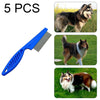 5x Pet Flea Combs, Fine Tooth Steel, Cats & Dogs, Blue, 14cm
