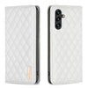 For Samsung Galaxy A56 5G Diamond Lattice Magnetic Leather Flip Phone Case(White)