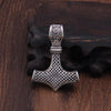 Mjolnir Pendant Viking Protective Talisman Hammer Necklace(Ancient Silver Leather Cord)
