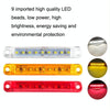 MK-224 10pcs 12-24V Truck Trailer 9LED Side Light Tail Lamp Signal Light(Red)