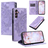 For Samsung Galaxy A36 Totem Embossed Magnetic Leather Phone Case(Purple)