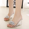 Woman Glass Rhinestone Wedge Heels, Shoe Size:39(Gold)