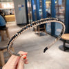 Gold Trim Crystal Hoops All-Match Hair Accessories Headband Non-Slip Crystal Headwear(3 Black)