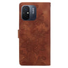 For Redmi 11A / 12C Lace Floral Embossed Magnetic Buckle PU Phone Case With Wrist Strap(Brown)