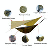Outdoor Camping Sunshade + Anti-Mosquito Hammock Set Parachute Fabric Net Yarn Anti-Mosquito Hammock(Camel)