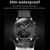 OLEVS 2886 Men Sports Chronograph Waterproof Luminous Quartz Watch(Black Silver Mesh Strip)