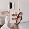 For Samsung Galaxy A36 5G / A56 Cartoon Sausage Mouth TPU Phone Case with Bead Chain(White)