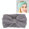 Winter Knitted Headband Turban Women Crochet Bow Wide Stretch Hairband Head Wrap(Grey)