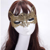 Halloween Masquerade Party Dance Sexy Lady Bronzing Lace Cat King Mask(Gold)