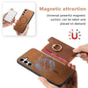 For Samsung Galaxy S25 5G Retro Cross Leather Ring Horizontal Insert Card Bag MagSafe Phone Case(Brown)