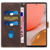 For Samsung Galaxy A72 5G / 4G Grid Stitching Leather Phone Case with Lanyard(Brown)
