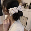 B640 Satin Bow Hair Accessory Sweet Ponytail Hair Clip(Beige)
