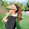 Straw Empty Top Peaked Cap For Ladies, Size: M (56-58cm)(Khaki+Khaki)