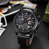 SANDA 5010P Six-Pin Cool Big Dial Waterproof Three-Eye Men Watch Leather Strap Fashion Trend Men Watch(Orange)