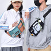 Y9574 Canvas Crossbody Single Shoulder Backpack Light Sports Chest Bag Black+Lanyard