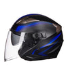 GXT 708 Electric Vehicle Dual Lens Helmet Four Seasons Safety Helmet, Size: L(Matt Black Blue)