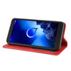 For Alcatel 1V (2019) with Fingerprint Hole Magnetic Buckle Retro Crazy Horse Texture Horizontal Flip Leather Case with Holder & Card Slots & Photo Frame(Red)