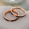 2 PCS Fashion Two Diamond-Studded Titanium Steel Couple Rings For Couple, Size: US Size 6(Rose Gold)