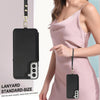 For Samsung Galaxy S22+ 5G Double Flap Zipper RFID Leather Phone Case with Short Lanyard(Black)