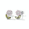 S925 Sterling Silver Flower Ear Stud Women Earrings(Pink)