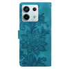 For Redmi Note 13 Pro 5G Lace Floral Embossed Magnetic Buckle PU Phone Case With Wrist Strap(Green)