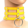 Harajuku Fashion Punk Gothic Rivets Collar Hand 3-rows Caged Leather Collar Necklace(Yellow)