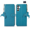 For Samsung Galaxy A36 Genuine Leather Litchi Texture RFID Leather Phone Case(Blue)