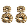 Female Earrings Exaggerated Alloy Geometric Glass Diamond Earrings(Golden)
