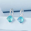 S925 Sterling Silver Platinum-plated Blue-green Glass Diamond Earrings(BSE1047)
