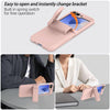 For Samsung Galaxy Z Flip5 5G Spring Rubber Chain Card Slot PC Folding Phone Case with Stand(Pink)