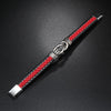 Simple Alloy Magnetic Clasp Leather Bracelet Personalized Braided Bracelet, Style: Black And Red 21cm
