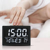 Large Screen LED Clock Bedside Multifunctional Electronic Alarm Clock(Black Shell White Light)