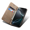 For Samsung Galaxy A06 5G Denim Texture Casual Style Horizontal Flip Leather Case(Khaki)