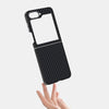 For Samsung Galaxy Z Flip6 5G ABEEL C Carbon Fiber Series 6D Micro Relief MagSafe Phone Case(Black)